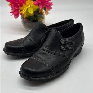 Clarks Black Leather Women's Loafers Size 8 BLO7480E